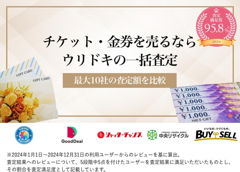 金券・チケットを売るならウリドキの一括査定
