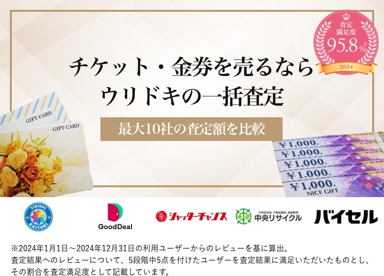金券・チケットを売るならウリドキの一括査定