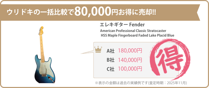 ウリドキの一括比較では、ピアノ・楽器・PA機材が相場よりも高く売れるのでお得に売却することができます。