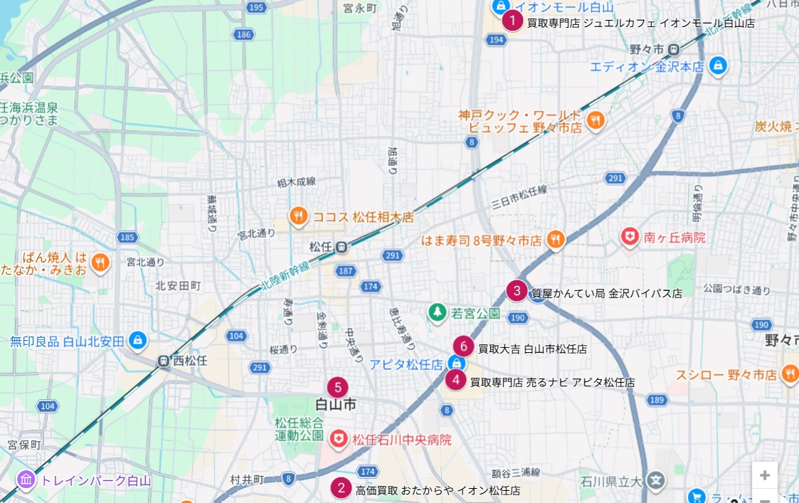 白山市Googleマップ画像
