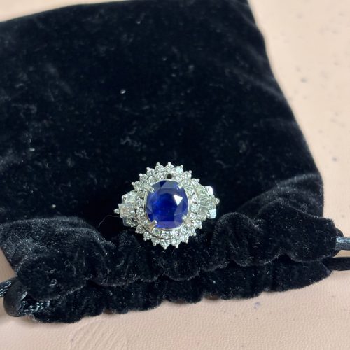 サファイア ダイヤ プラチナリング