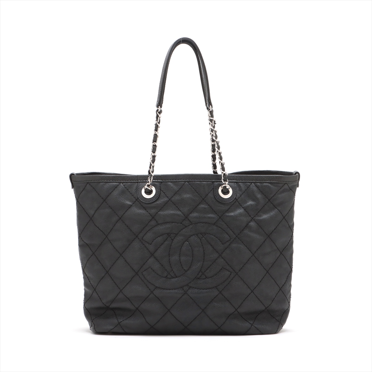 キャビアスキン チェーントートバッグ ココマーク シルバー金具