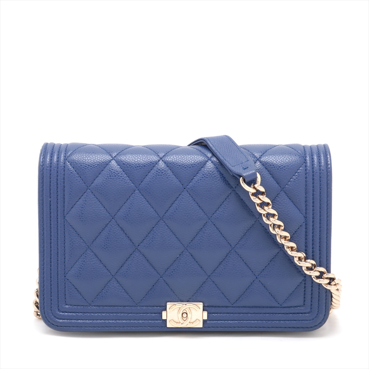 ボーイシャネル キャビアスキン チェーンウォレット ゴールド金具