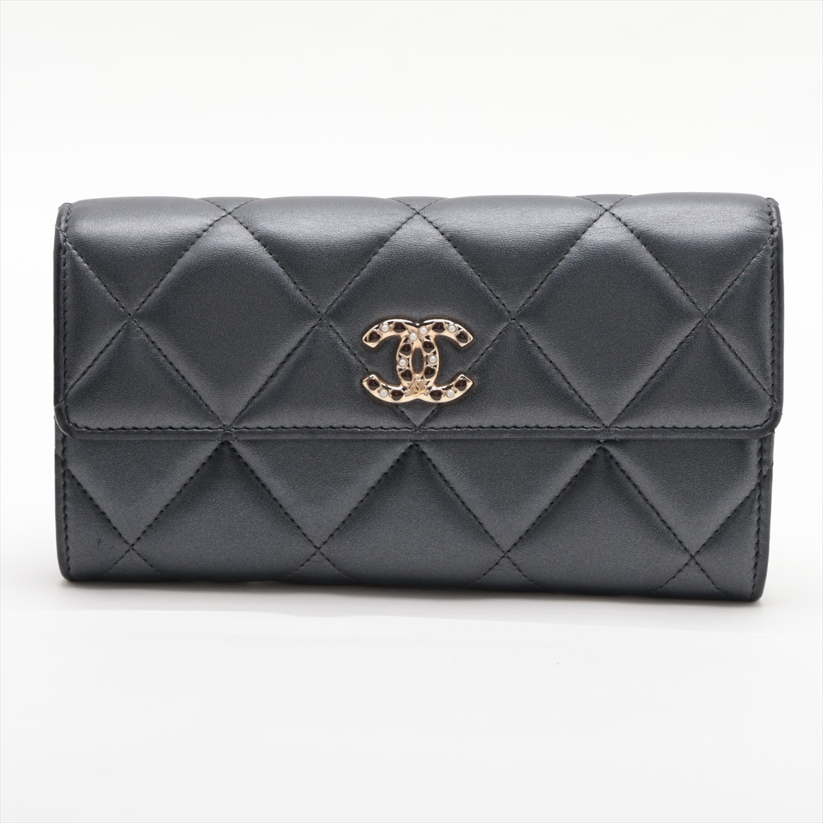 ラムスキン 長財布 ゴールド金具