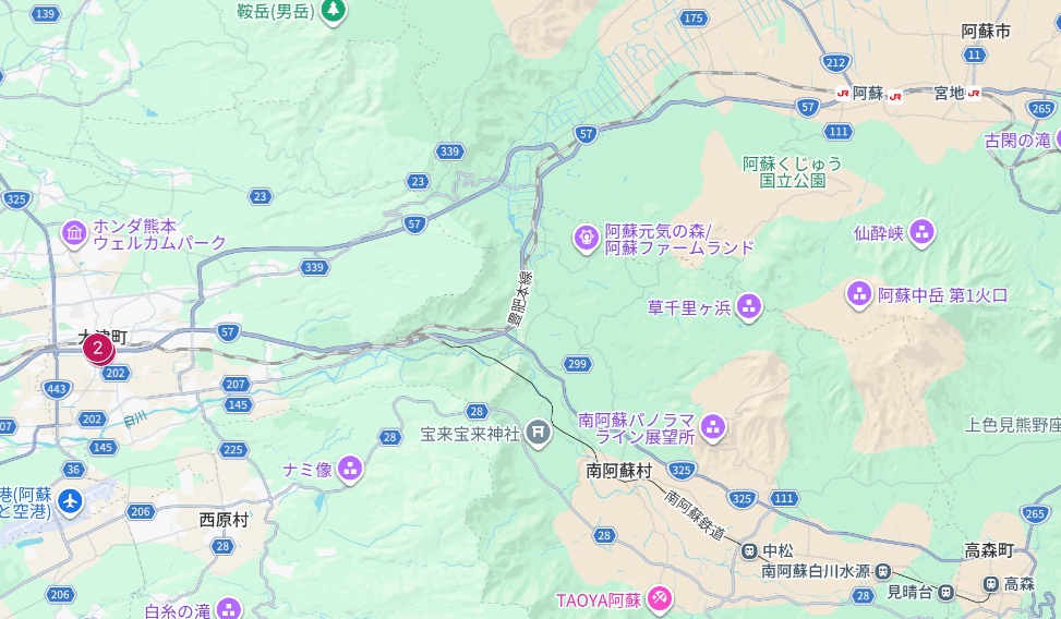 阿蘇エリアGoogleマップ画像