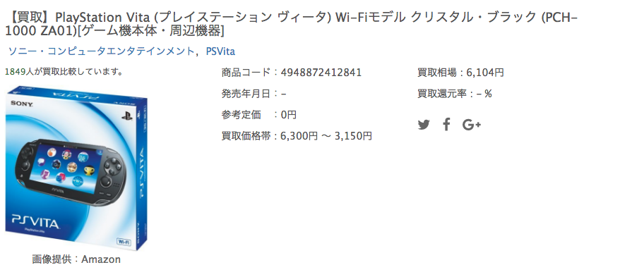 PlayStation Vita 買取価格