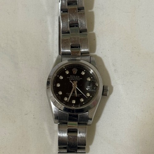 ロレックス PT無垢 68246G デイトジャスト N番 10Pダイヤ黒文字盤