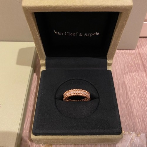 ヴァンクリ ペルレダイヤモンドリング1連モデルローズゴールドサイズ53