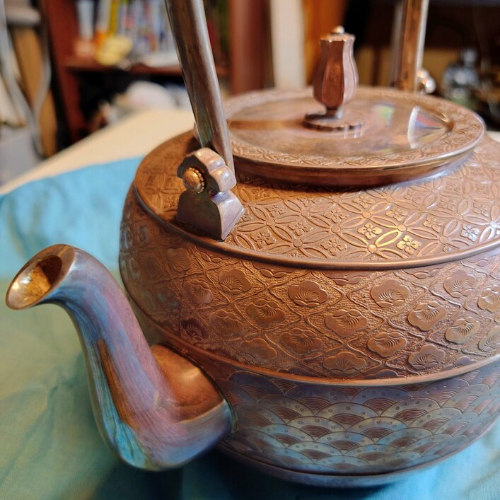 一鶴斉 湯沸 銀瓶 煎茶道具 純銀762g