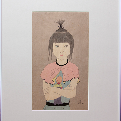 藤田嗣治 「人形を抱く少女」