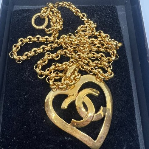 CHANEL シャネル ヴィンテージ ココマーク ハートネックレス 95P