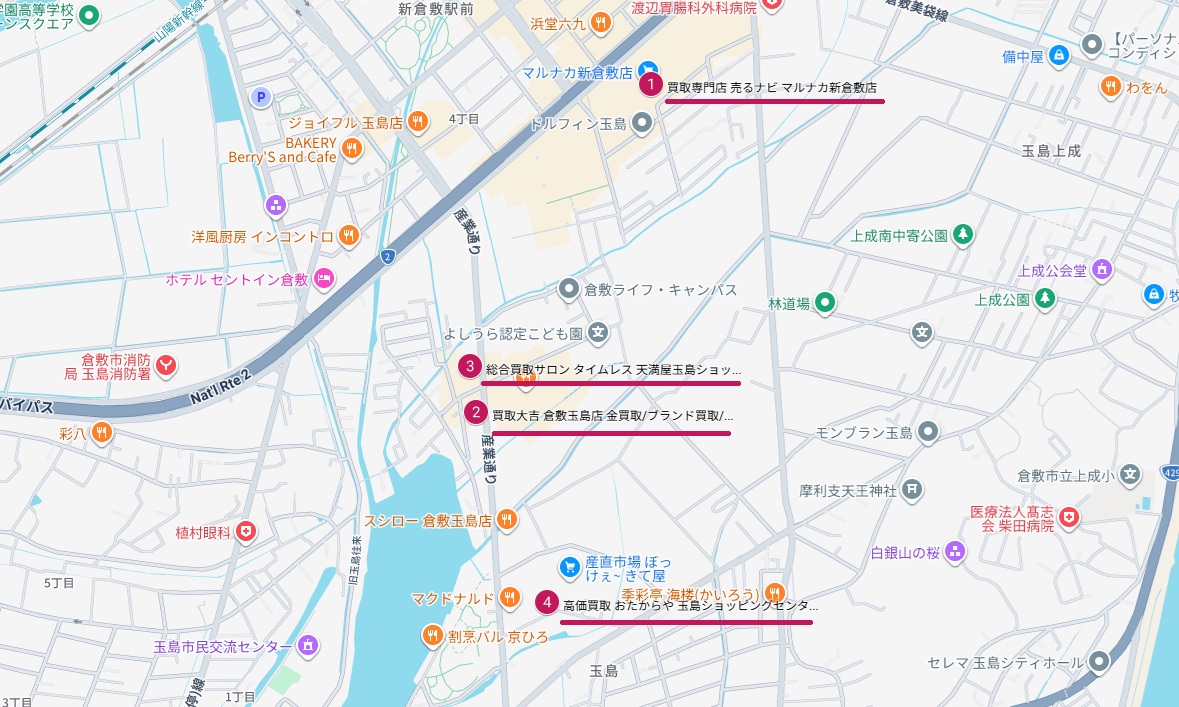 新倉敷駅周辺Googleマップ画像