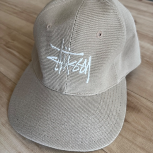 90s USA製 Old Stussy キャップ 白ロゴ クリーム