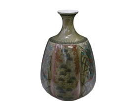 人間国宝十三代今泉今右衛門 色絵薄墨露草文花瓶 有田焼 色絵磁器
