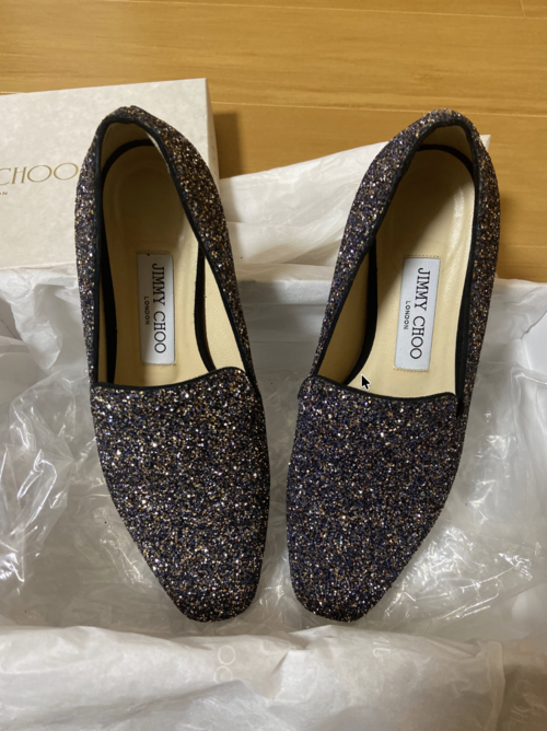 ジミーチュウ／グリッター フラットパンプス