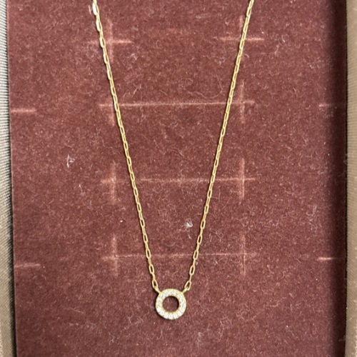 K10YGレイヤー ダイヤモンド サークル ネックレス