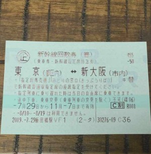 新幹線回数券（東京から新大阪）（自由）