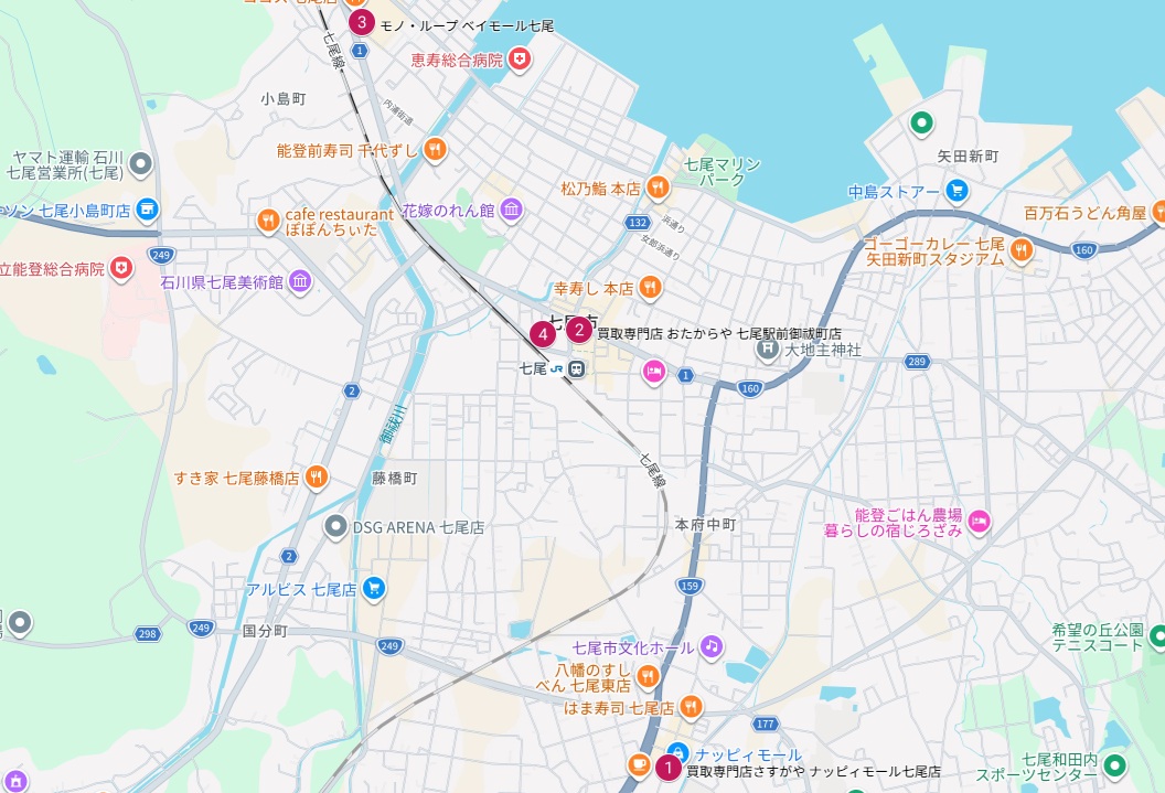七尾市Googleマップ画像