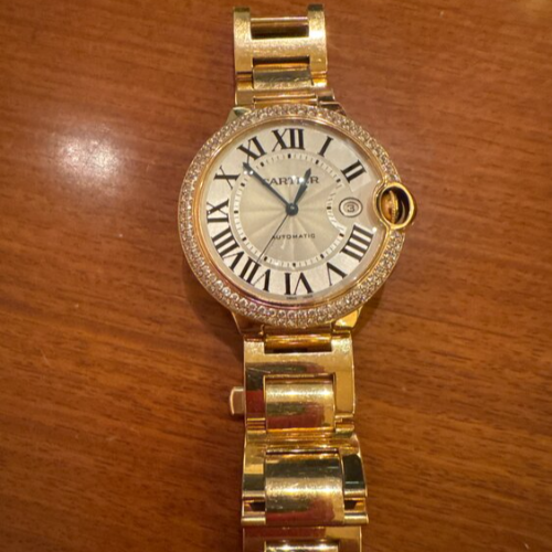 カルティエ バロンブルー 42ダイヤ ピンクゴールド