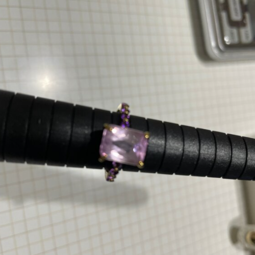 K10クンツァイトとアメシストのリング