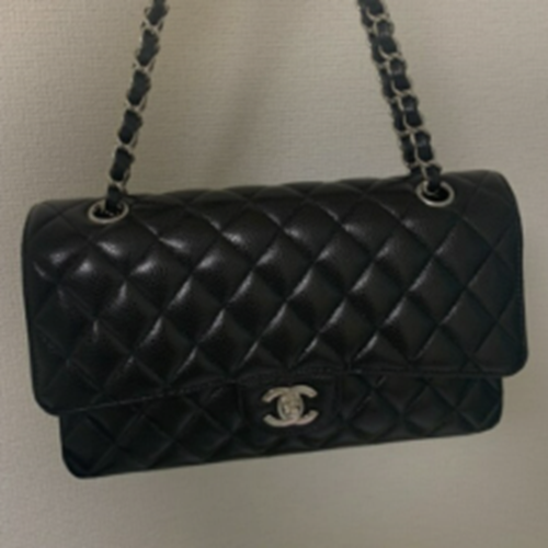 クラシックハンドバッグ マトラッセチェーンショルダー ブラックミディアム