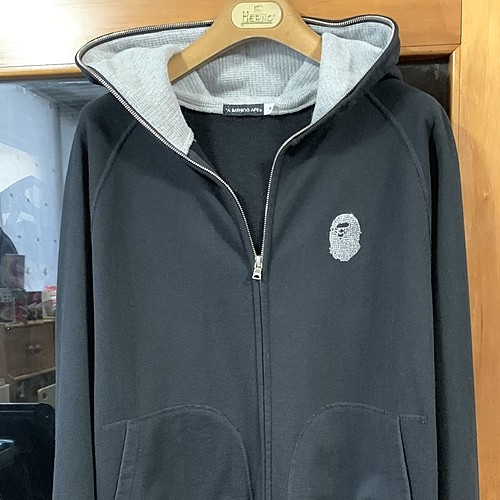 APE ラインストーン ロゴ パーカー 黒 M