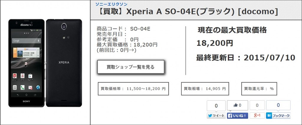 【買取】Xperia A SO-04E(ブラック) [docomo] 