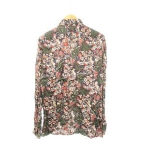ZARA MAN 長袖シャツ とろみ感 ボタニカル フラワー 花柄 総柄 L 緑 カーキ