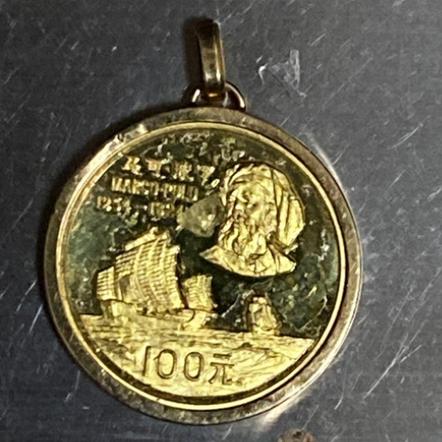 中国金貨1983マルコポーロ100元11.2g枠k18トップ