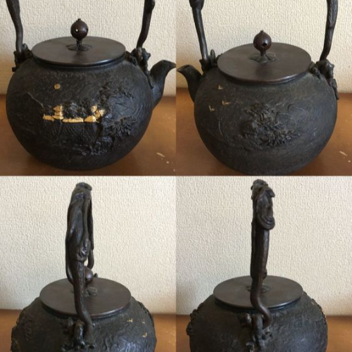 亀文堂 鉄瓶 金彩