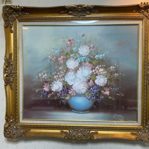 花の油絵　右下にpattyと名前表記あり