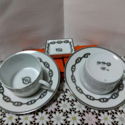 美品】HERMES エルメス シェーヌダンクル カップ ソーサー 2客セット チ