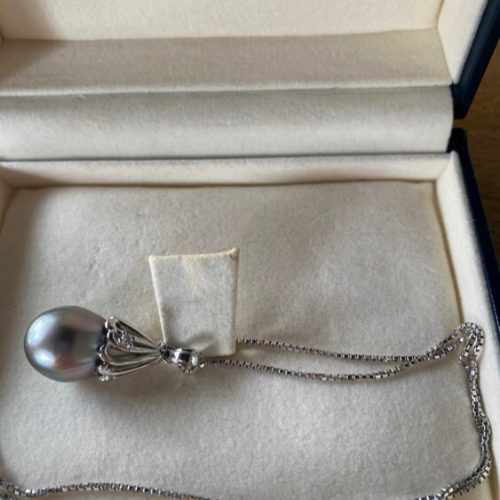 田崎真珠 南洋パール プラチナ900ネックレス ダイヤ付き