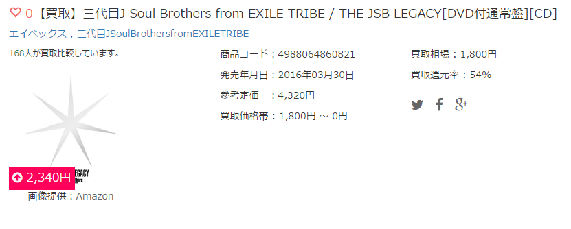 【買取】三代目J Soul Brothers from EXILE TRIBE / THE JSB LEGACY[DVD付通常盤][CD]