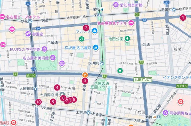 栄・大須周辺地図