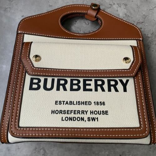 バーバリー ミニ ツートン キャンパス&レザーポケットバッグ ショルダーバッグ