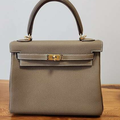 エルメス　ケリ－25トゴエトゥープ ゴ－ルド金具W