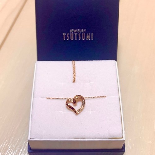 ジュエリーツツミ　ハートネックレス　ピンクゴールド