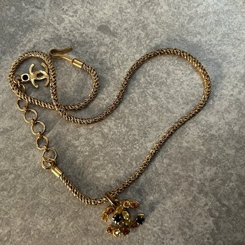 CHANEL ココマーク　ラインストーンネックレス