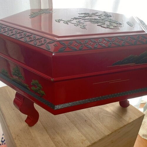 琉球漆器 東道盆 面取山水 べんぼう