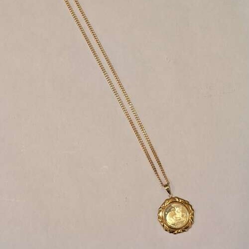 K24コイントップ　K18枠ネックレス