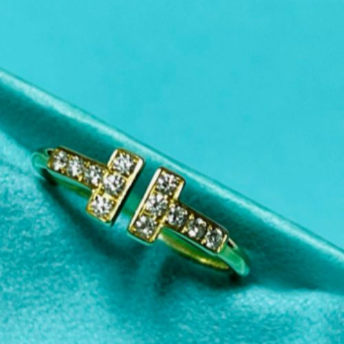 ティファニーTダイヤモンドワイヤーリングYG9号