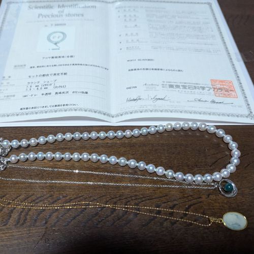 プラチナ(ネックレス)、ダイヤ、プラチナ指輪、本真珠