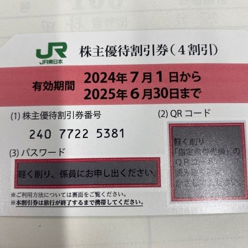 JR東日本2024年度株主優待券7枚