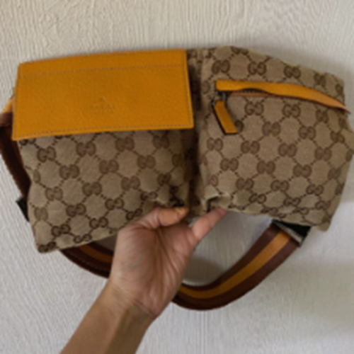 ウエストポーチ シェリーライン ウェブ ボディバッグ GGキャンバス イエロー