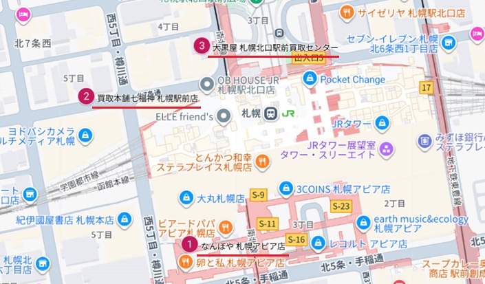 札幌駅(JR函館線)周辺のGoogleマップ