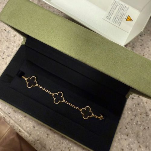 ヴィンテージ アルハンブラ ブレスレット、5モチーフ　オニキス