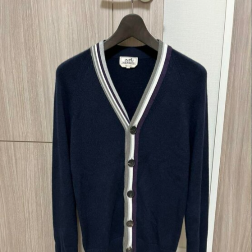 HERMES エルメス カーディガン アシンメトリーストライプ サイズS