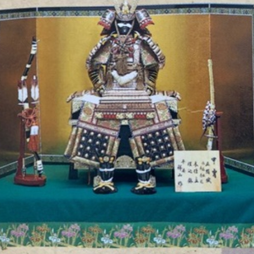 金屏風毛セン飾 五月人形