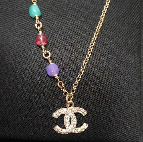 シャネル ネックレス AB3270 ラインストーン ココマーク 三連カラー